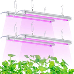 TYAGMAM front view of four 2ft T8 grow light strips showing compact layout and bright output