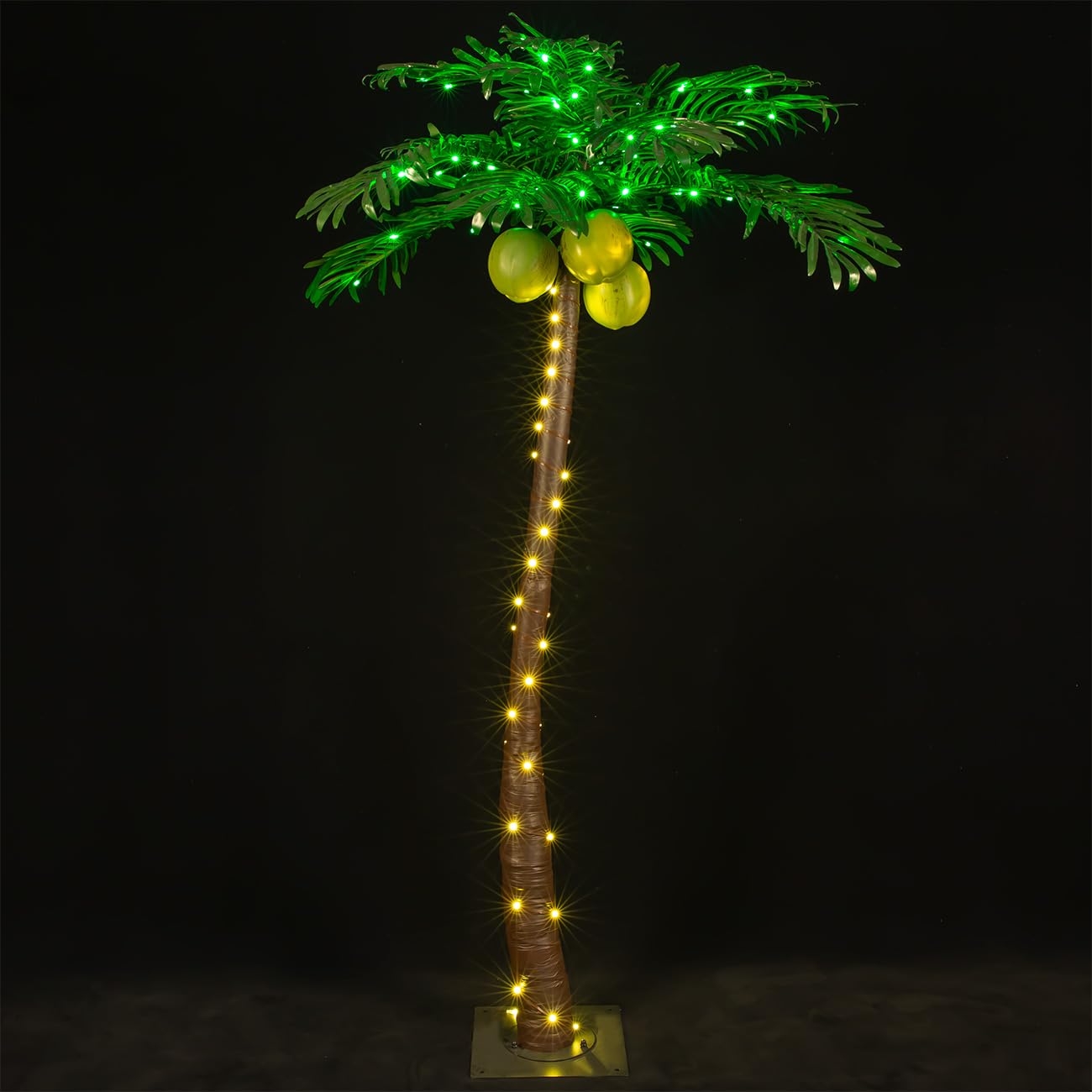 TYBEEU front view of 5ft lighted palm tree highlighting full silhouette and ambiance