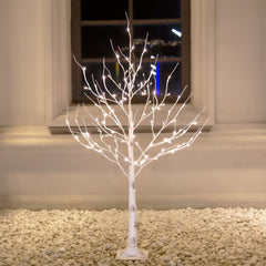 TYBEEU birch tree front view showing warm white glow and compact design