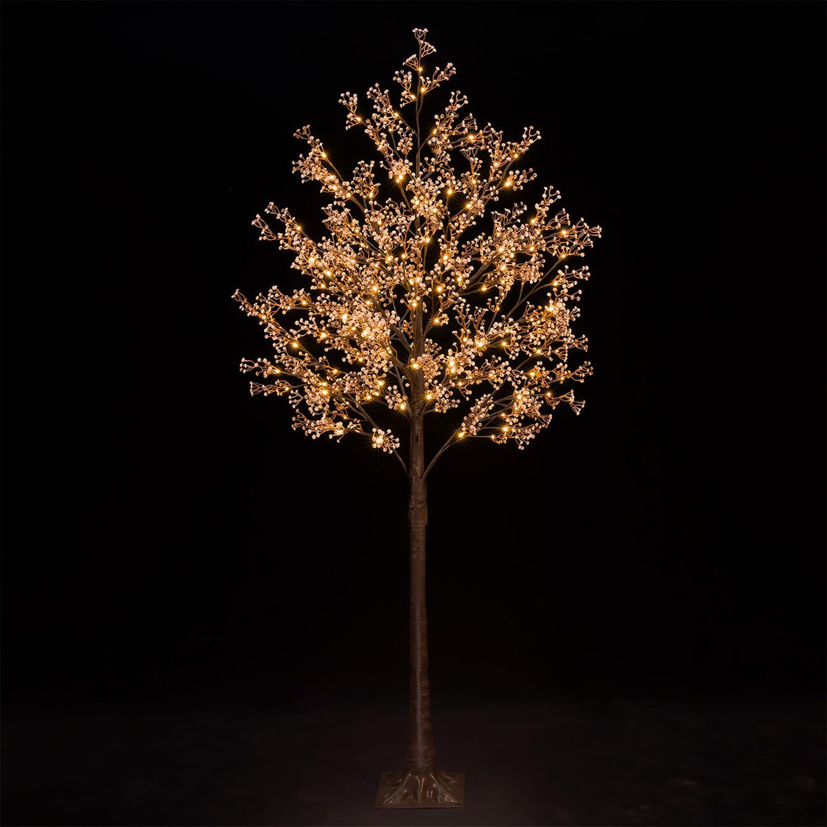 TYBEEU front view of 6ft baby’s breath tree adding warm ambient light