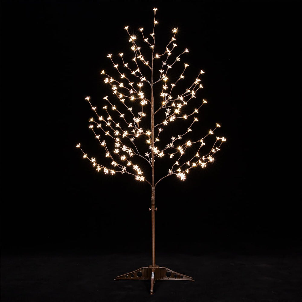 TYBEEU front view of 5ft lighted cherry blossom tree showing warm ambience