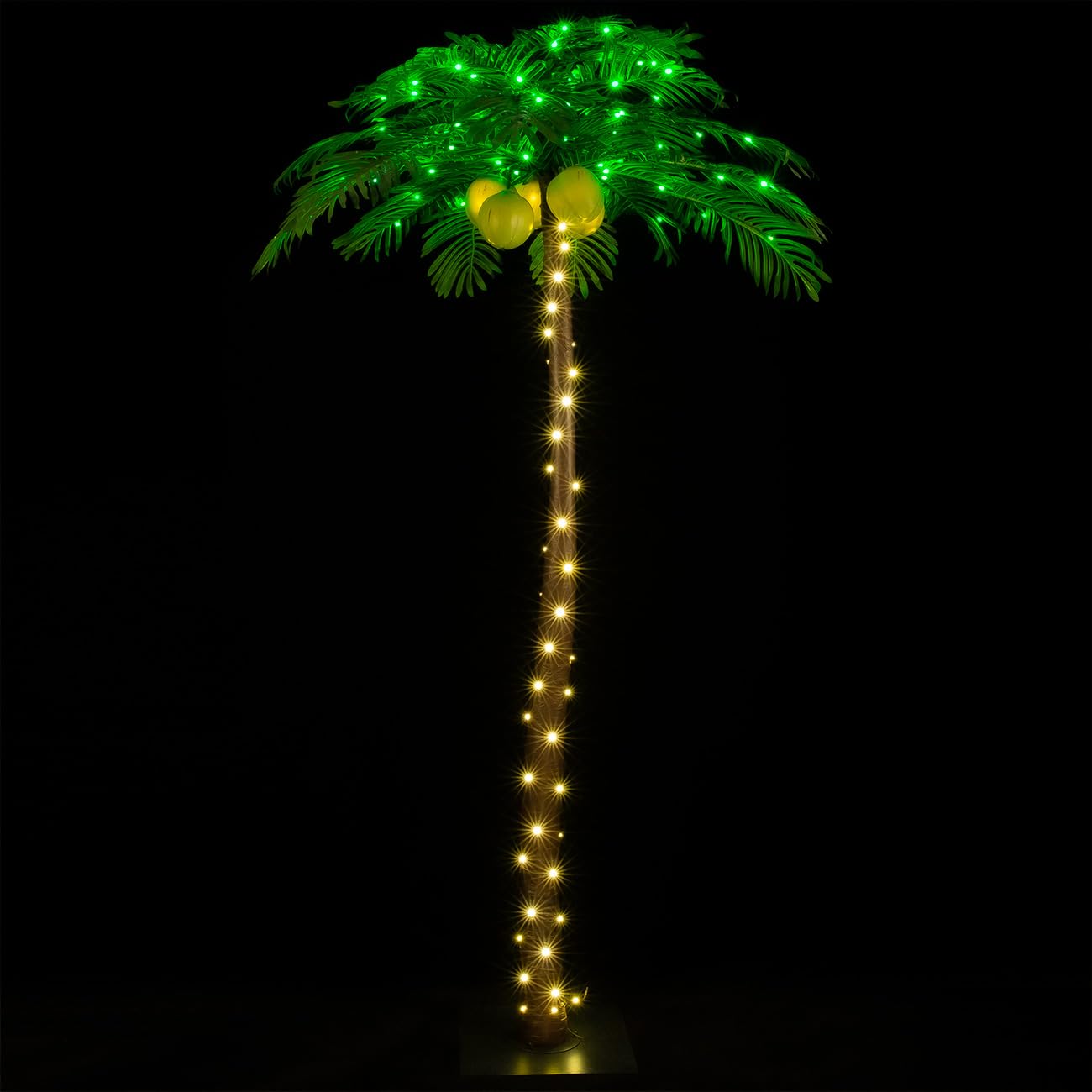 TYBEEU front view showing full 7ft palm tree lighting effect