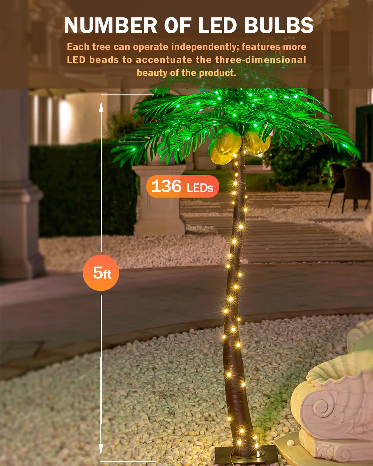 TYBEEU palm tree in patio setting adding tropical mood to outdoor seating