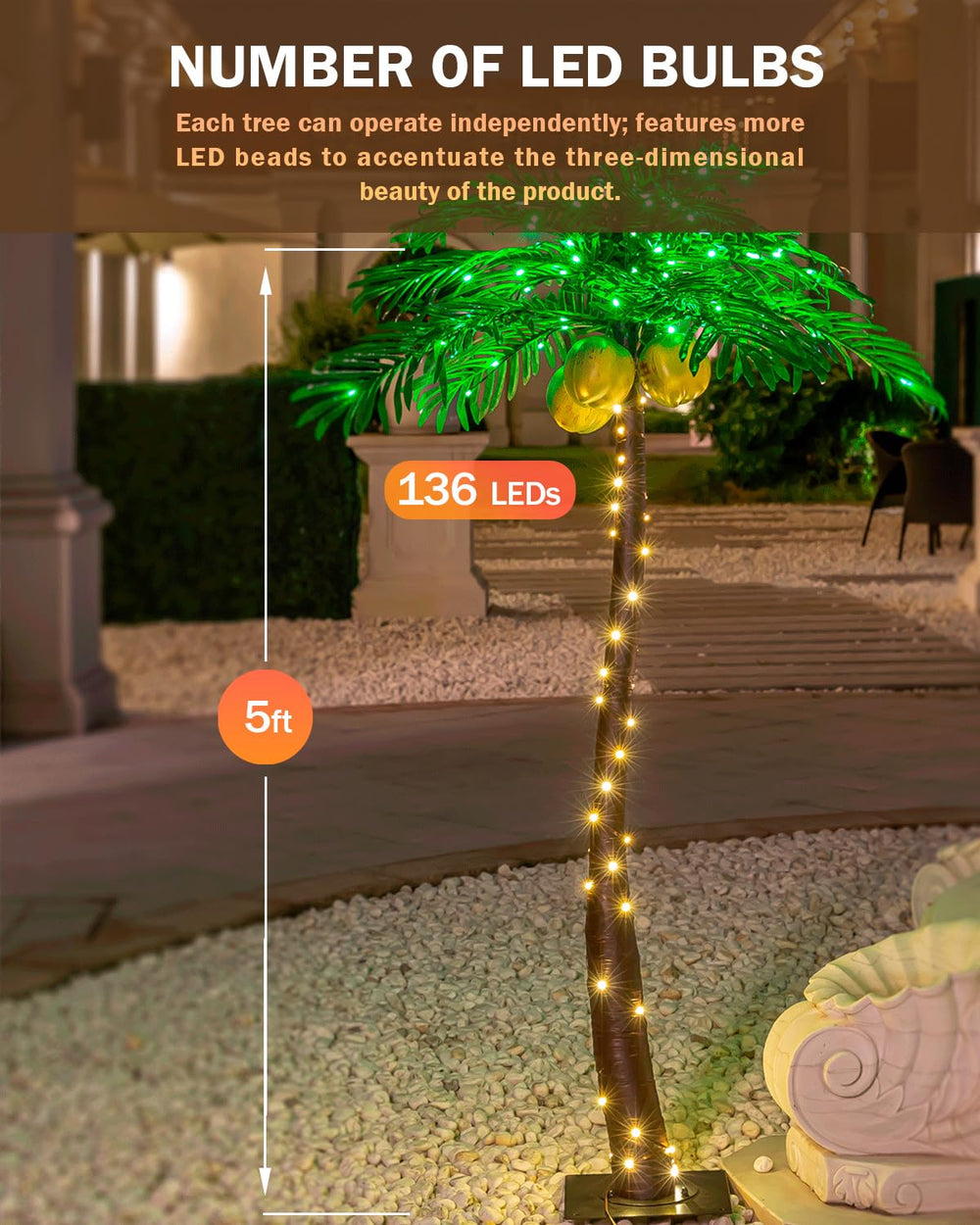 TYBEEU palm tree in patio setting adding tropical mood to outdoor seating
