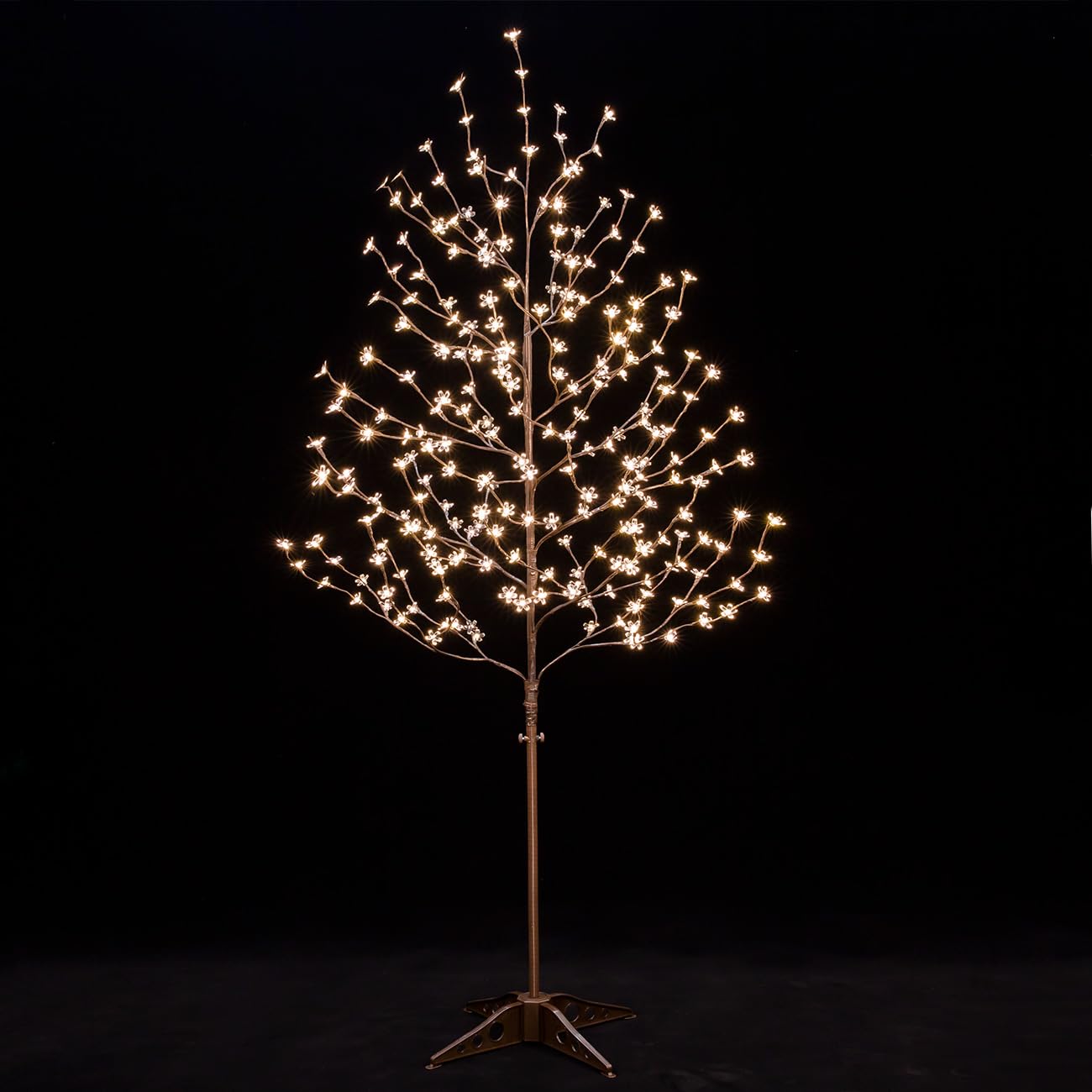 TYBEEU front view of 6ft cherry blossom tree showing overall shape and warm glow