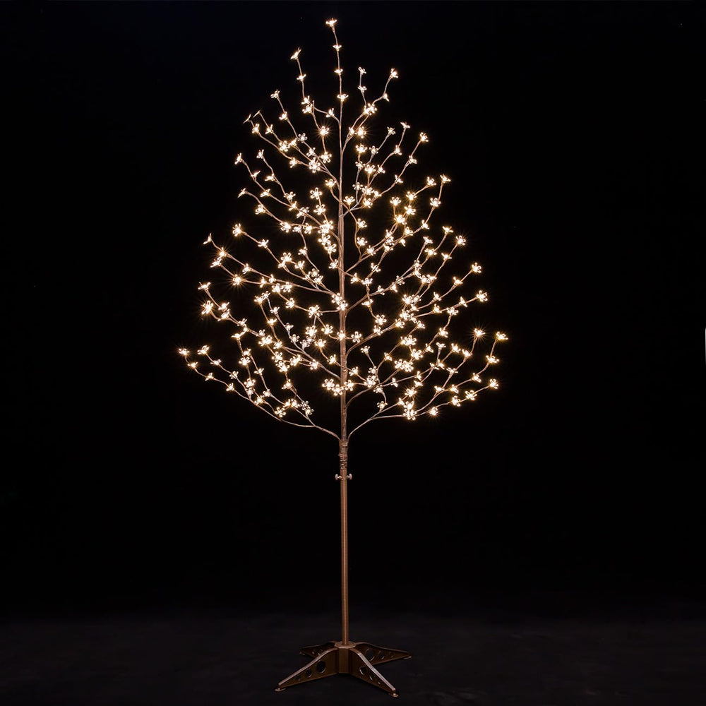 TYBEEU front view of 6ft cherry blossom tree showing overall shape and warm glow