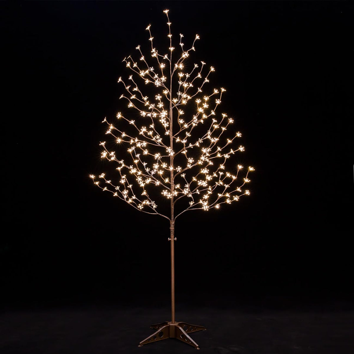 TYBEEU front view of 6ft cherry blossom tree showing overall shape and warm glow