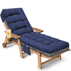 Tycdiose front view of full-length blue chaise cushion showing fit and comfort