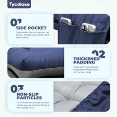 Tycdiose folding two-part cushion profile demonstrating ergonomic back and seat support