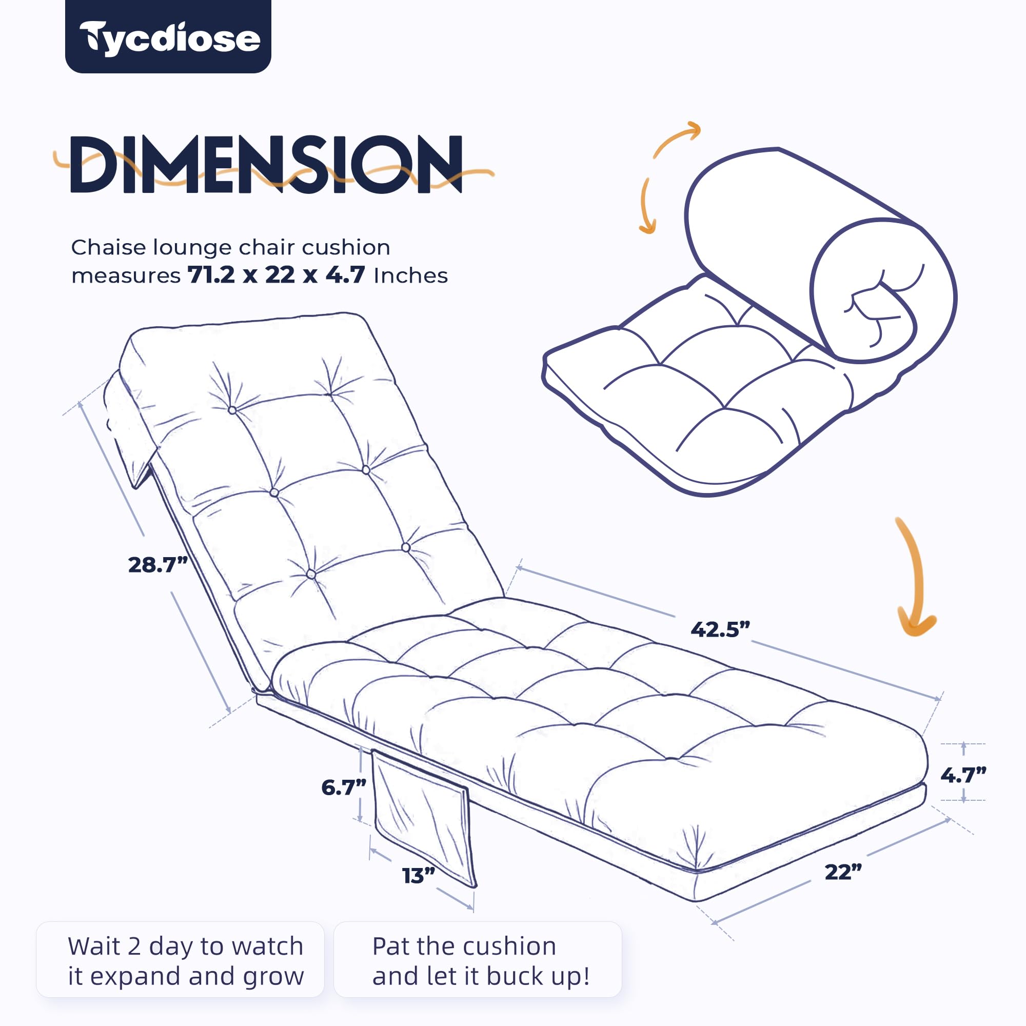 Tycdiose seam detail of folding design illustrates segmented support benefit