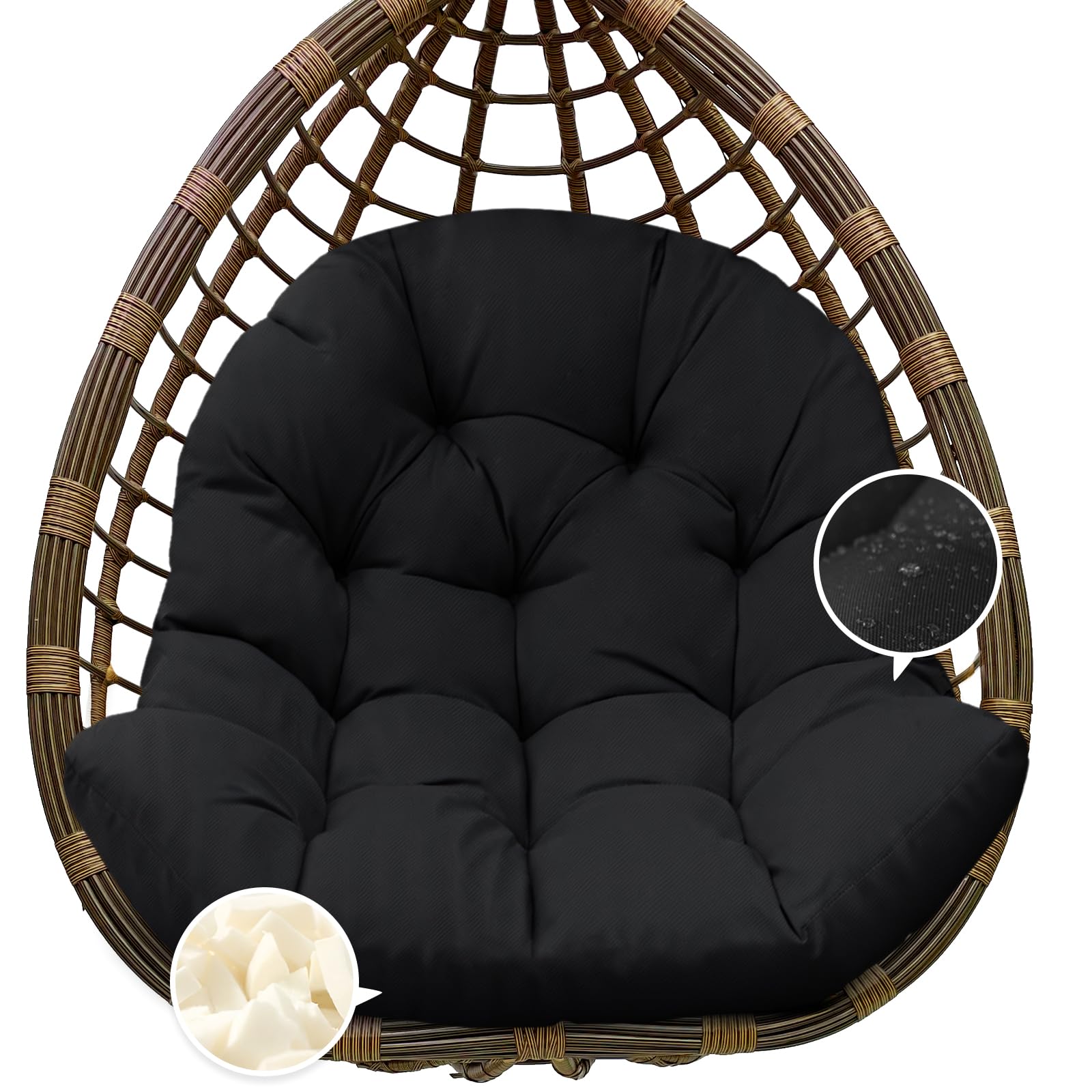 Tycdiose front view of cushion showing fit and comfort for egg chairs