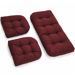 Tycdiose front view of red 3-piece wicker cushion set showing neat fit and bright color
