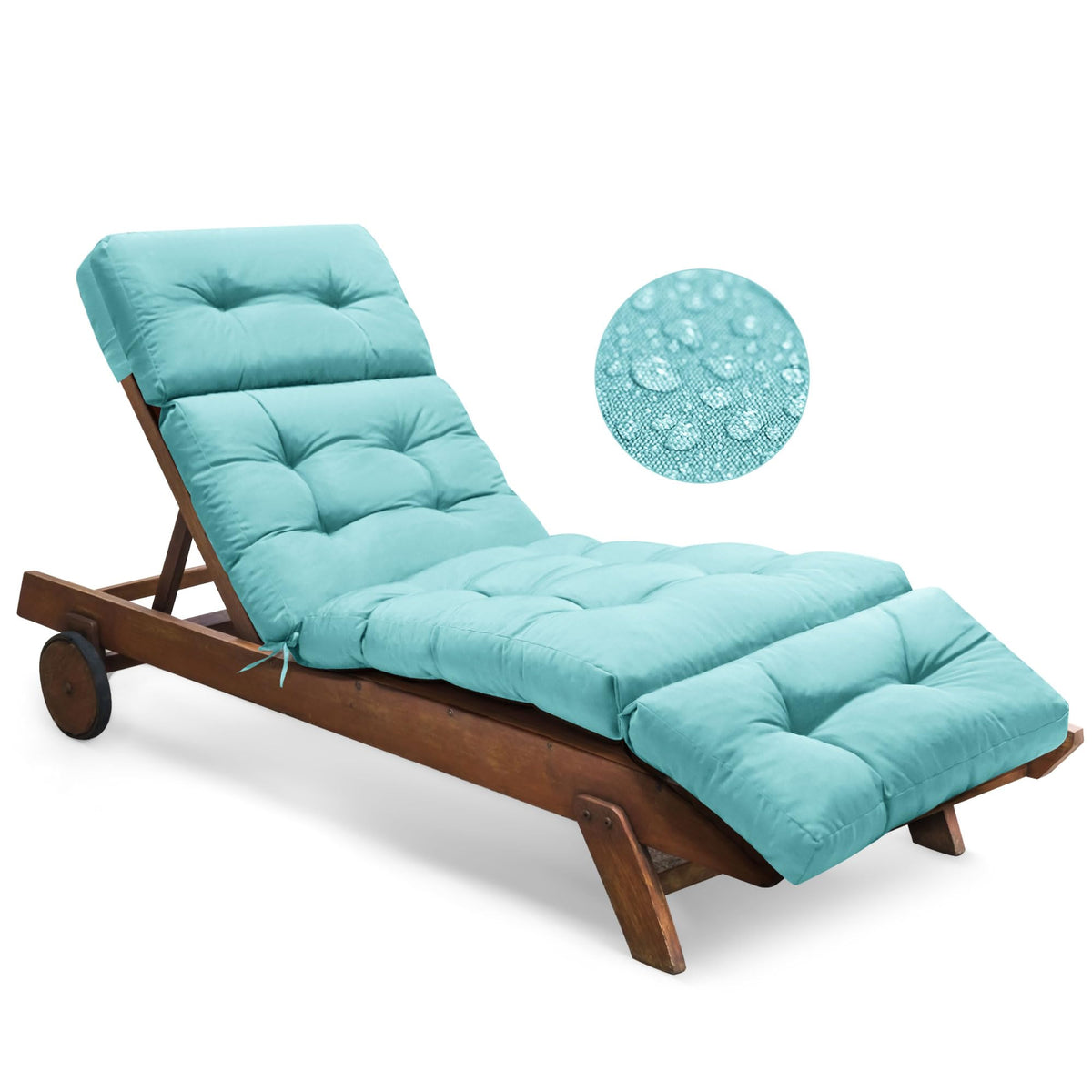 Tycdiose front view of teal chaise cushion showing neat fit and aesthetic appeal