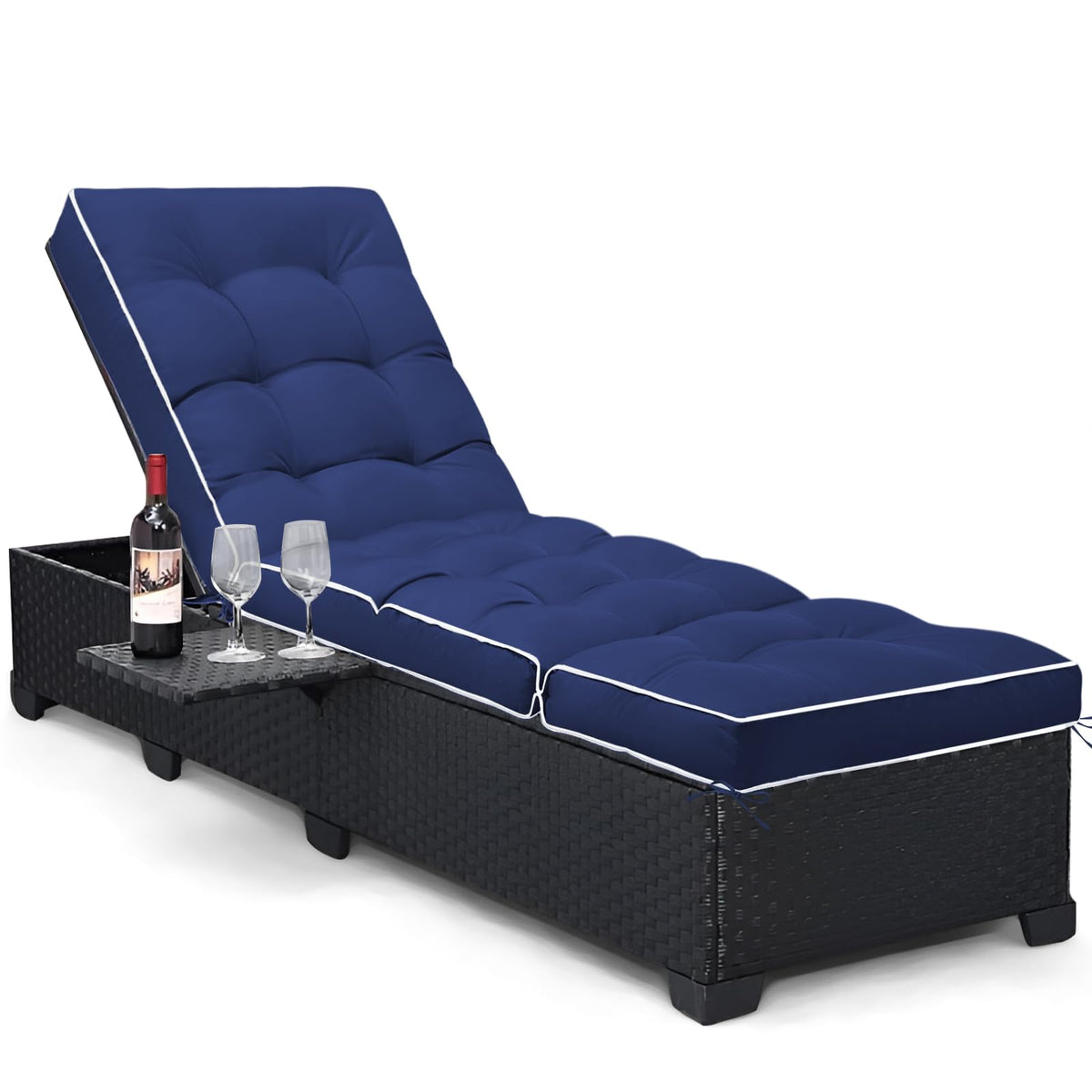 Tycdiose front view of navy chaise cushion showing full coverage and comfort benefit
