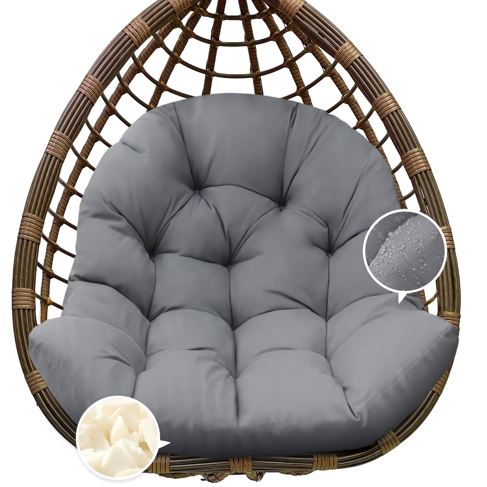 Tycdiose front view of replacement egg chair cushion showing full fit and comfort