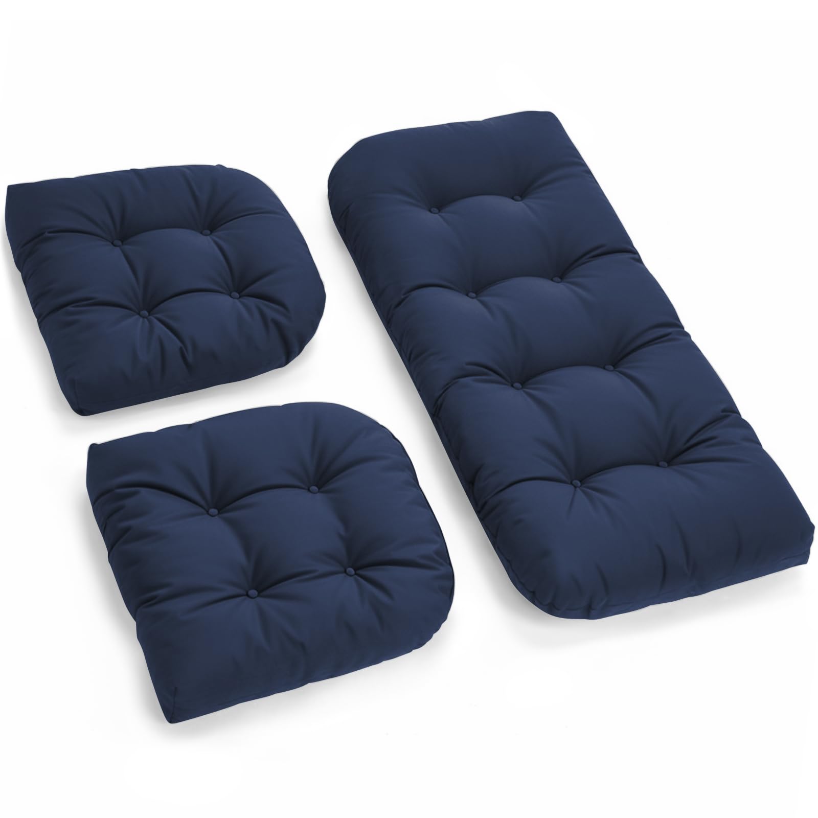 Tycdiose front view of navy loveseat cushion showing full coverage and comfort