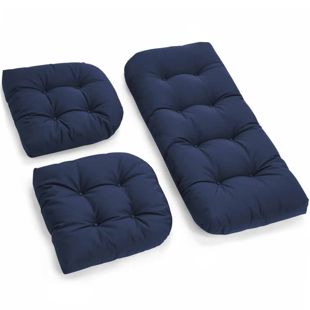 Tycdiose front view of navy loveseat cushion showing full coverage and comfort