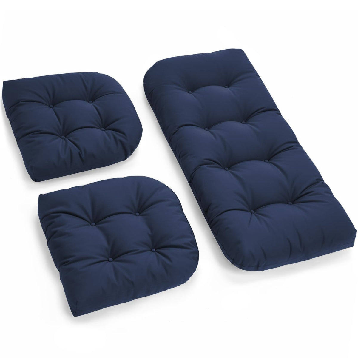 Tycdiose front view of navy loveseat cushion showing full coverage and comfort