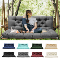 Tycdiose front view of grey porch swing cushion showing full coverage and comfort