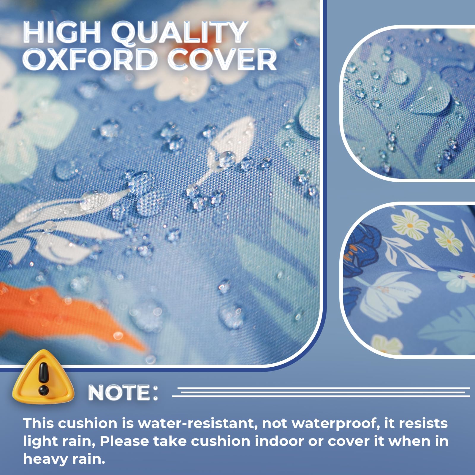 Tycdiose label and 3D stitching close-up, shows durable construction and even fill