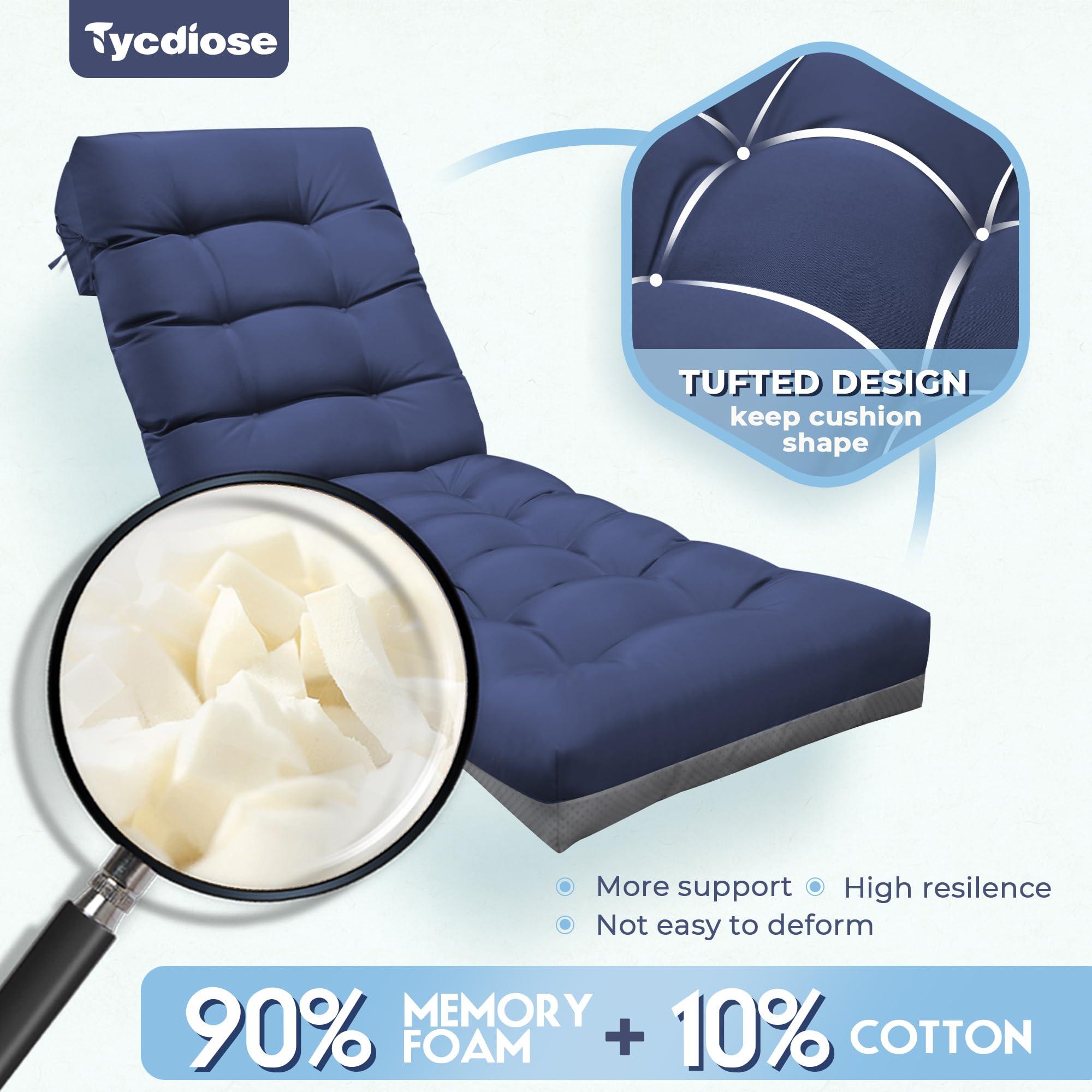 Tycdiose cushion on pool lounge showing weather-resistant comfort outdoors