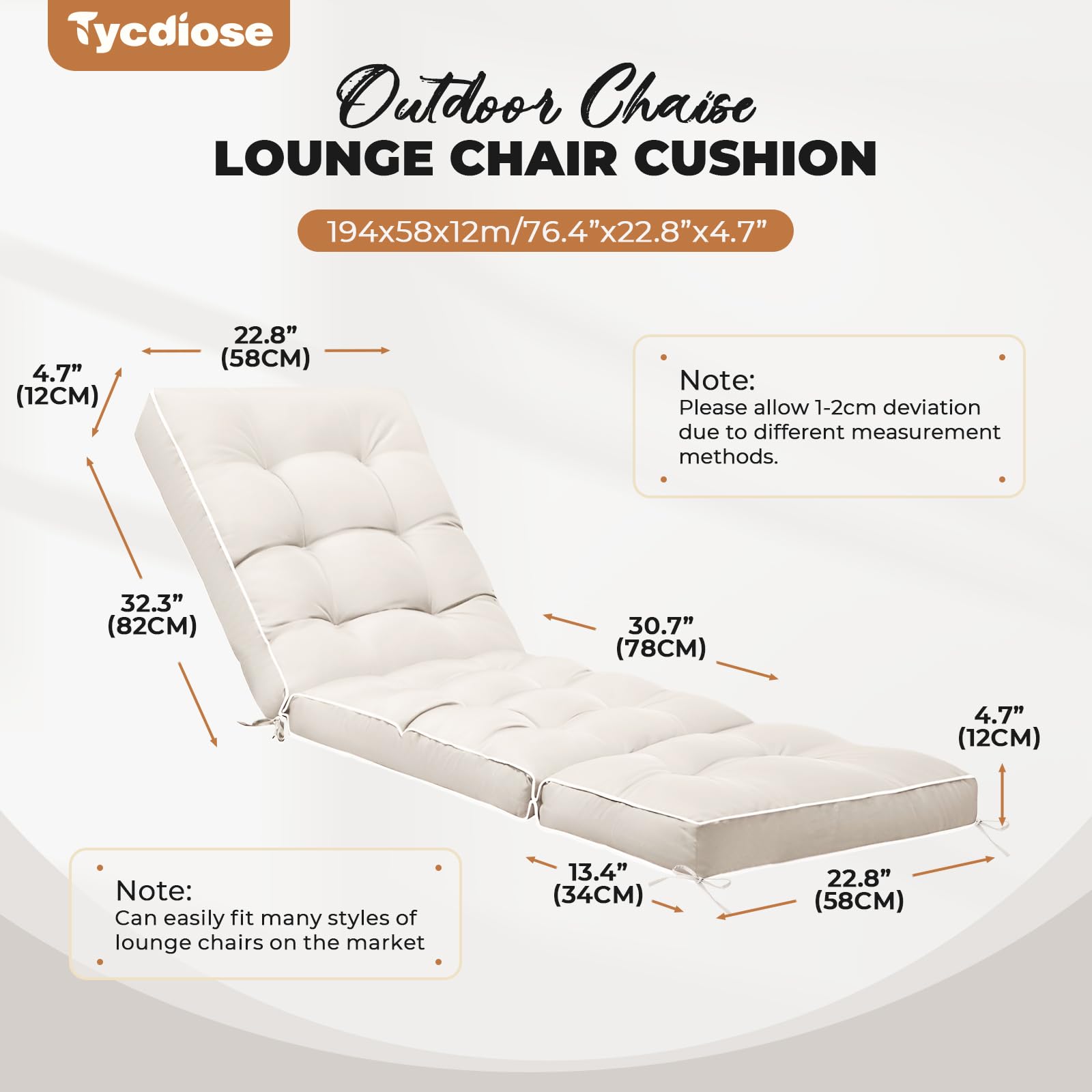 Tycdiose side profile demonstrating 4.7-inch thickness for supportive cushioning