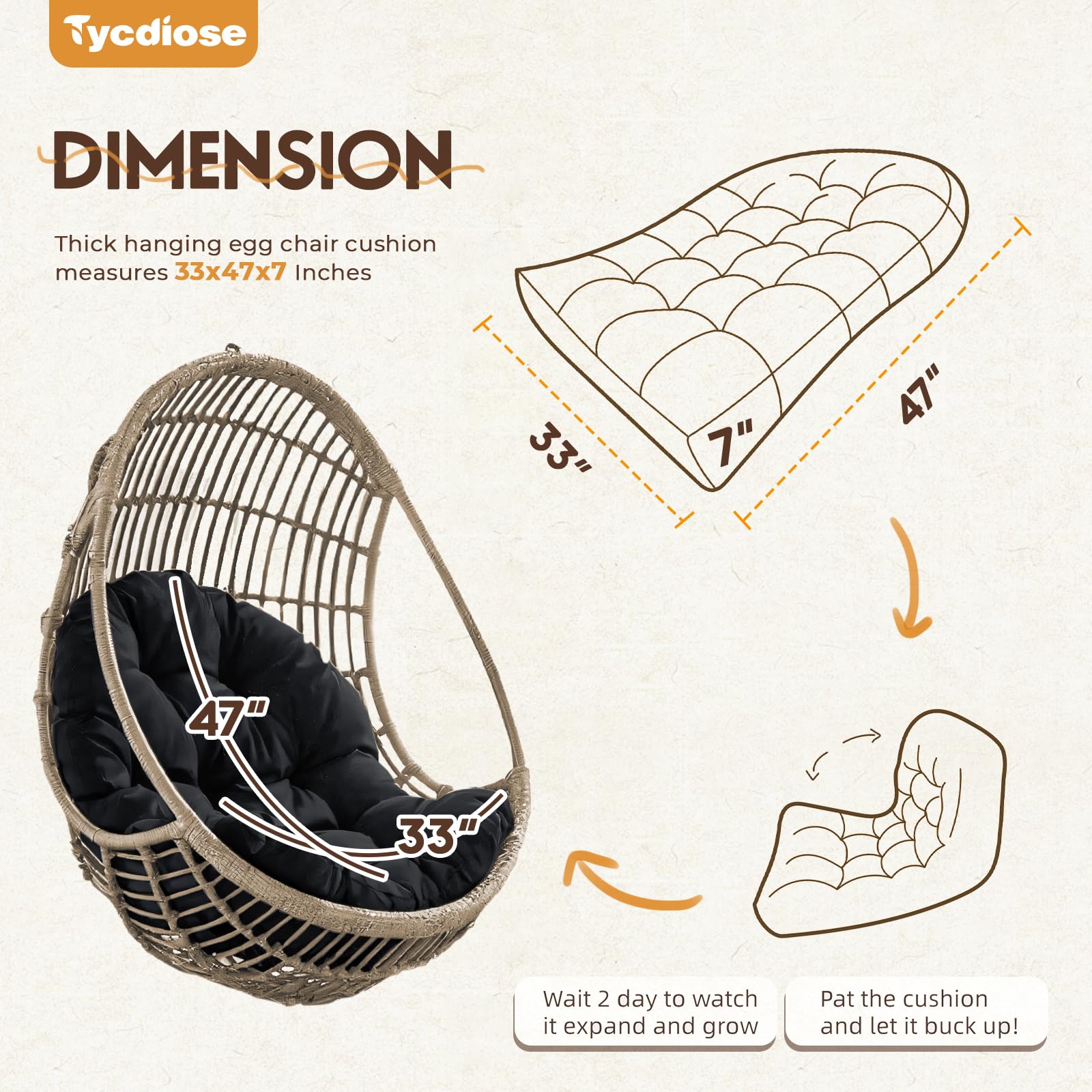 Tycdiose waterproof Oxford fabric detail protecting cushion from light rain