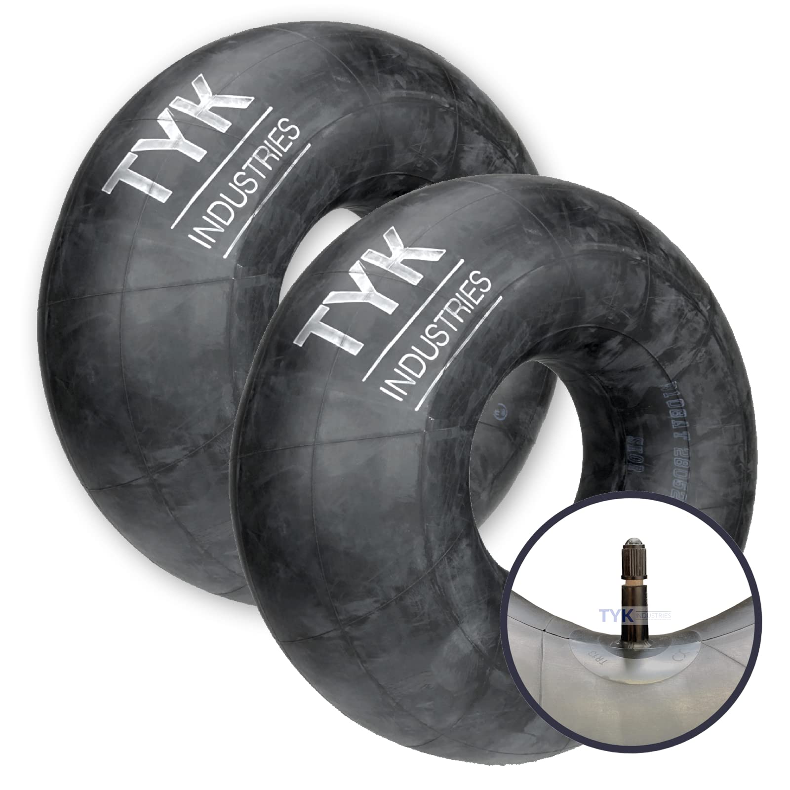 TYK Industries front packaging showing two 18x8.50-10 tubes, durable replacement