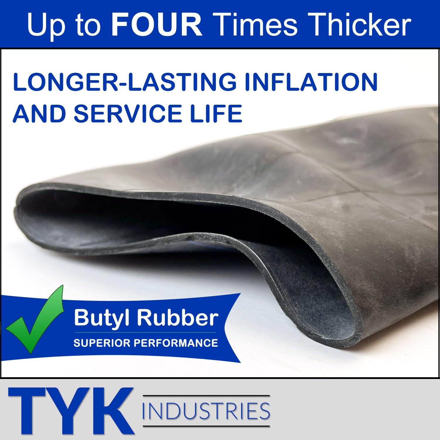 TYK Industries thick butyl rubber texture close view, improved puncture resistance