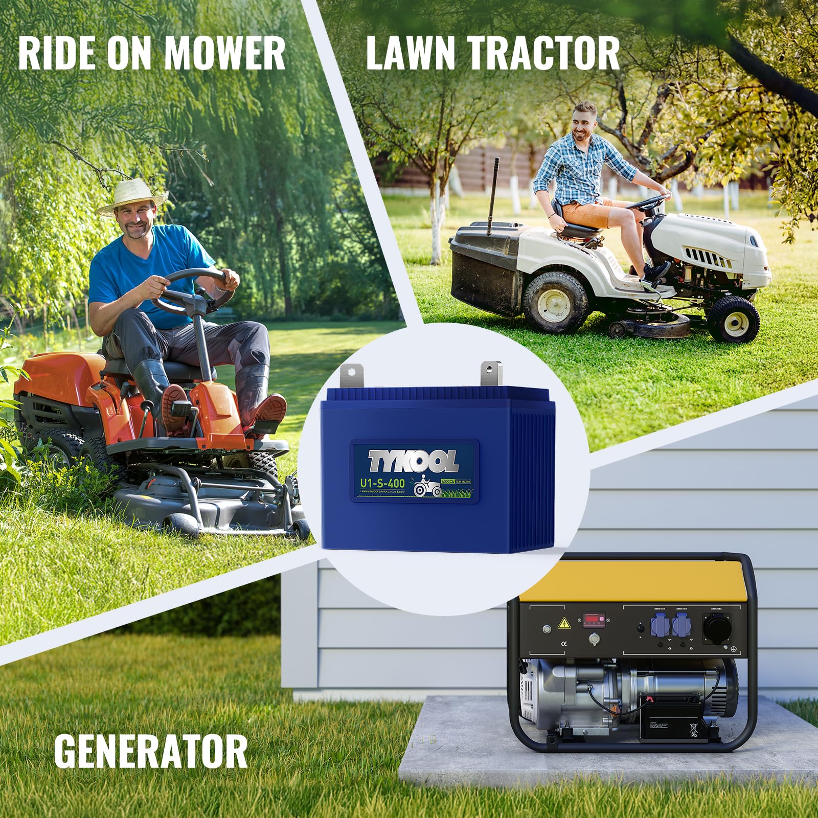 TYKOOL battery under rain spray demonstrating IP66 weatherproof protection