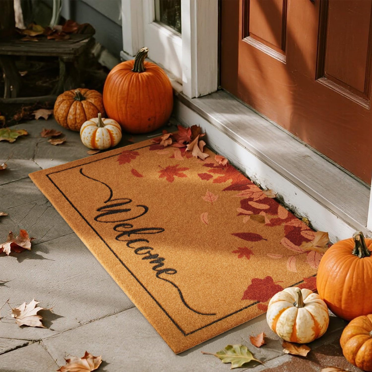 TYUU front door welcome mat adding autumn curb appeal and trapping dirt