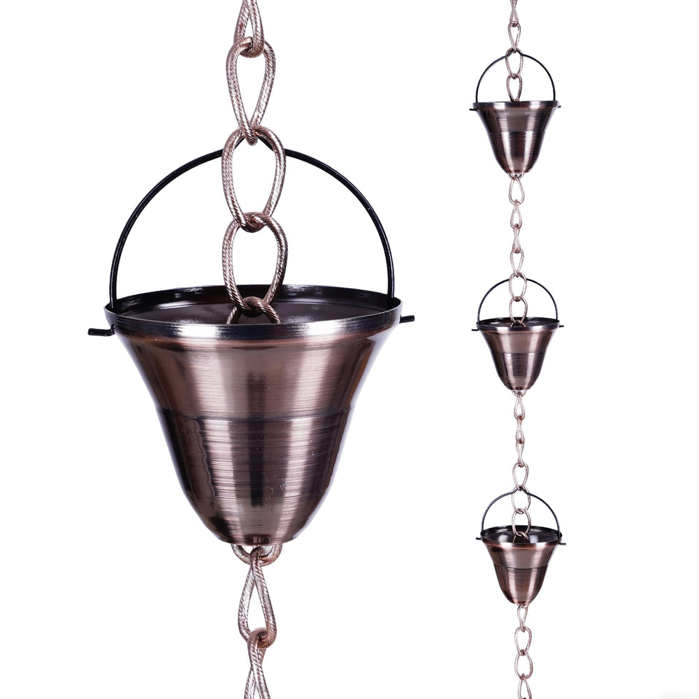 TZSSP bell rain chain front view showing elegant design and curb appeal
