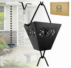 U-nitt front view black rain chain showing elegant exterior drainage benefit