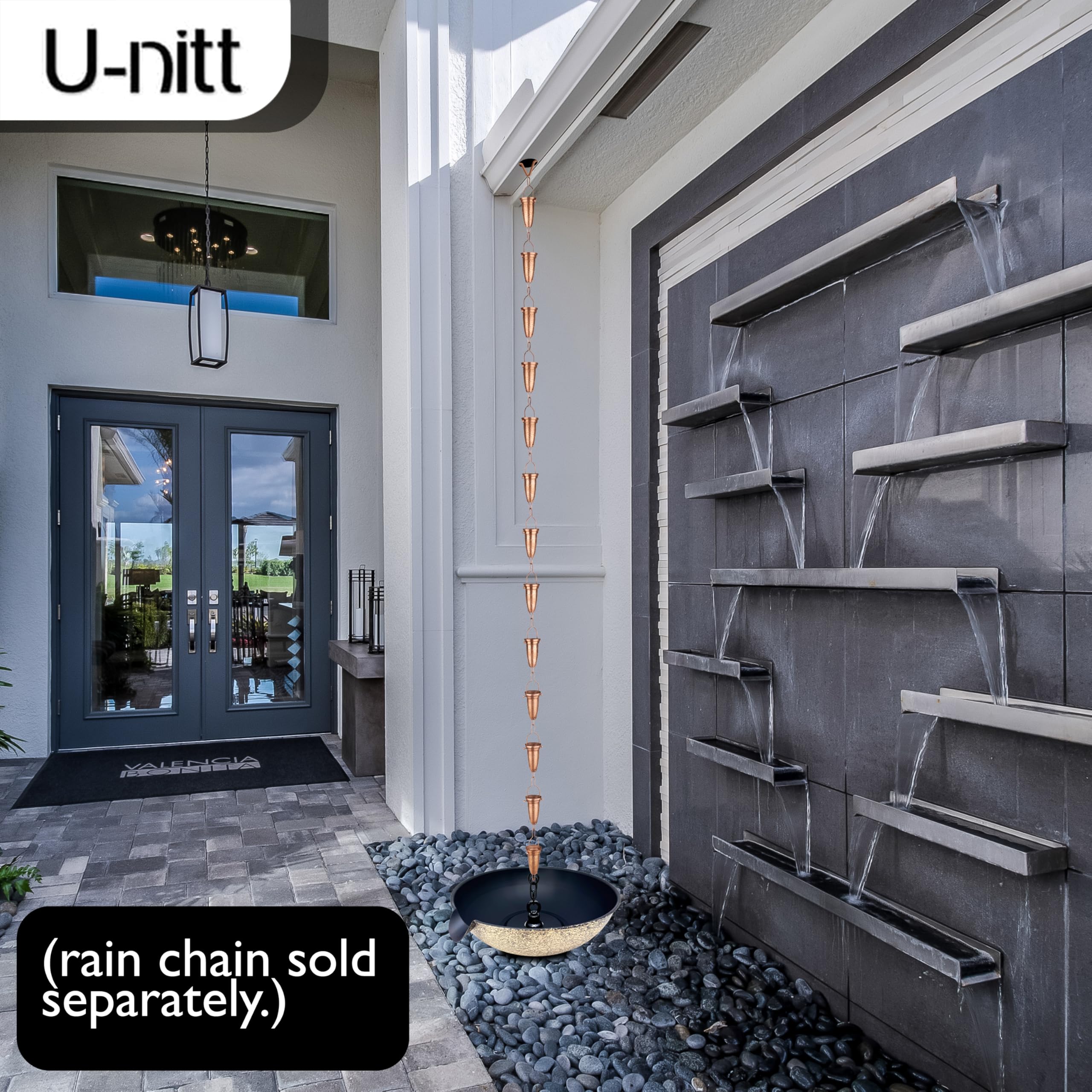 U-nitt used as birdbath inviting birds while collecting gentle overflow