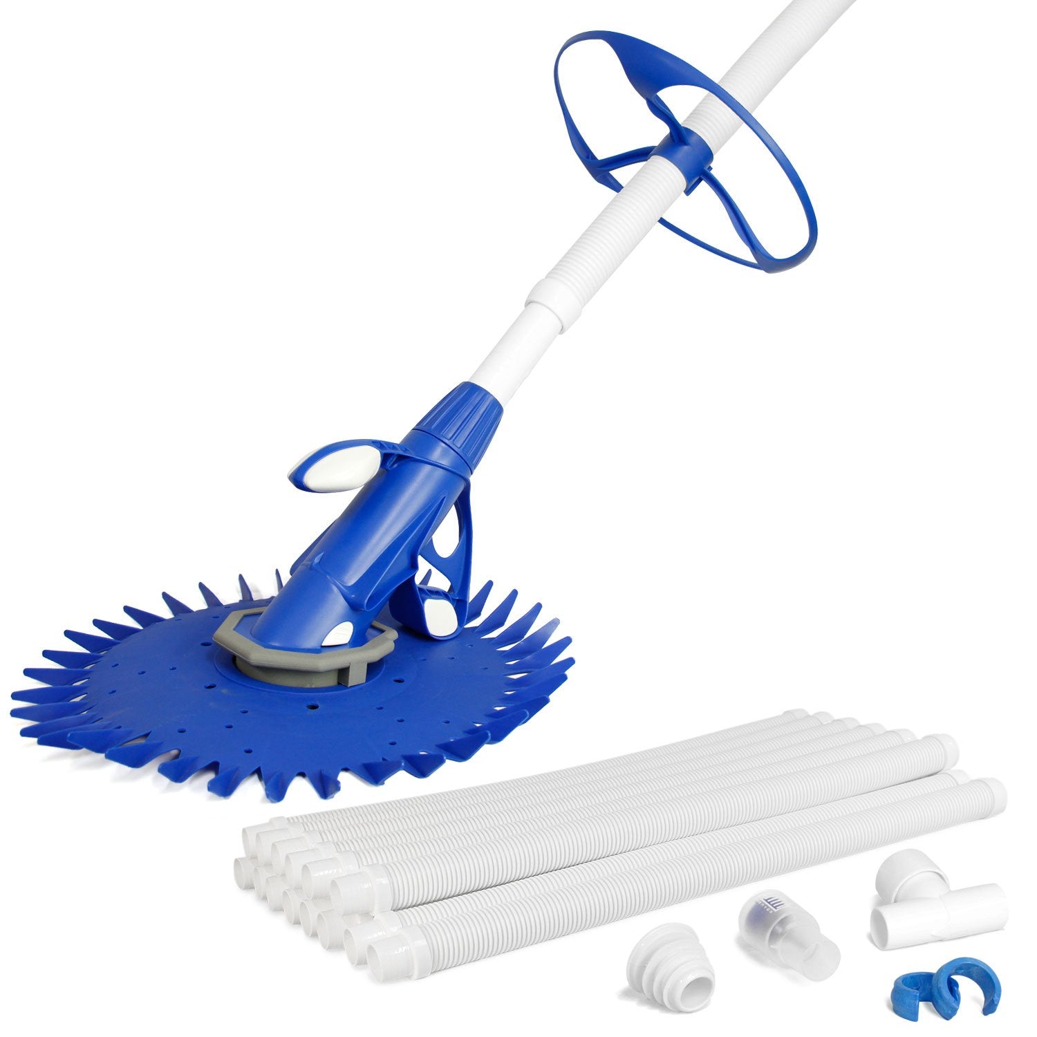 U.S. Pool Supply cleaner front view showing compact body and easy-to-connect design for quick setup