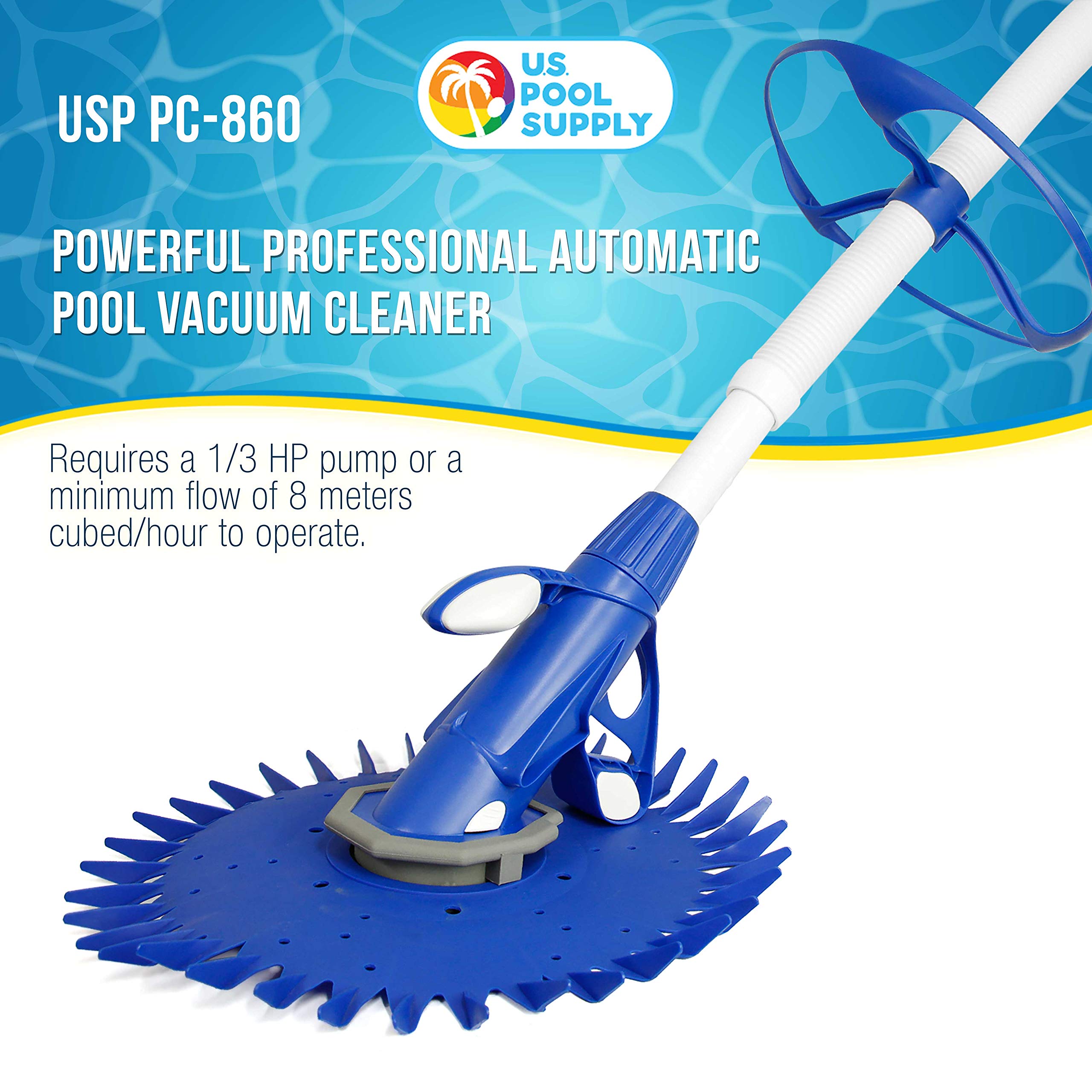 U.S. Pool Supply hose connection detail highlighting secure spiral-wound hose for dependable suction