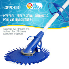 U.S. Pool Supply hose connection detail highlighting secure spiral-wound hose for dependable suction