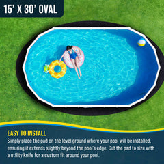 U.S. Pool Supply pad installed under above-ground pool for liner protection benefit