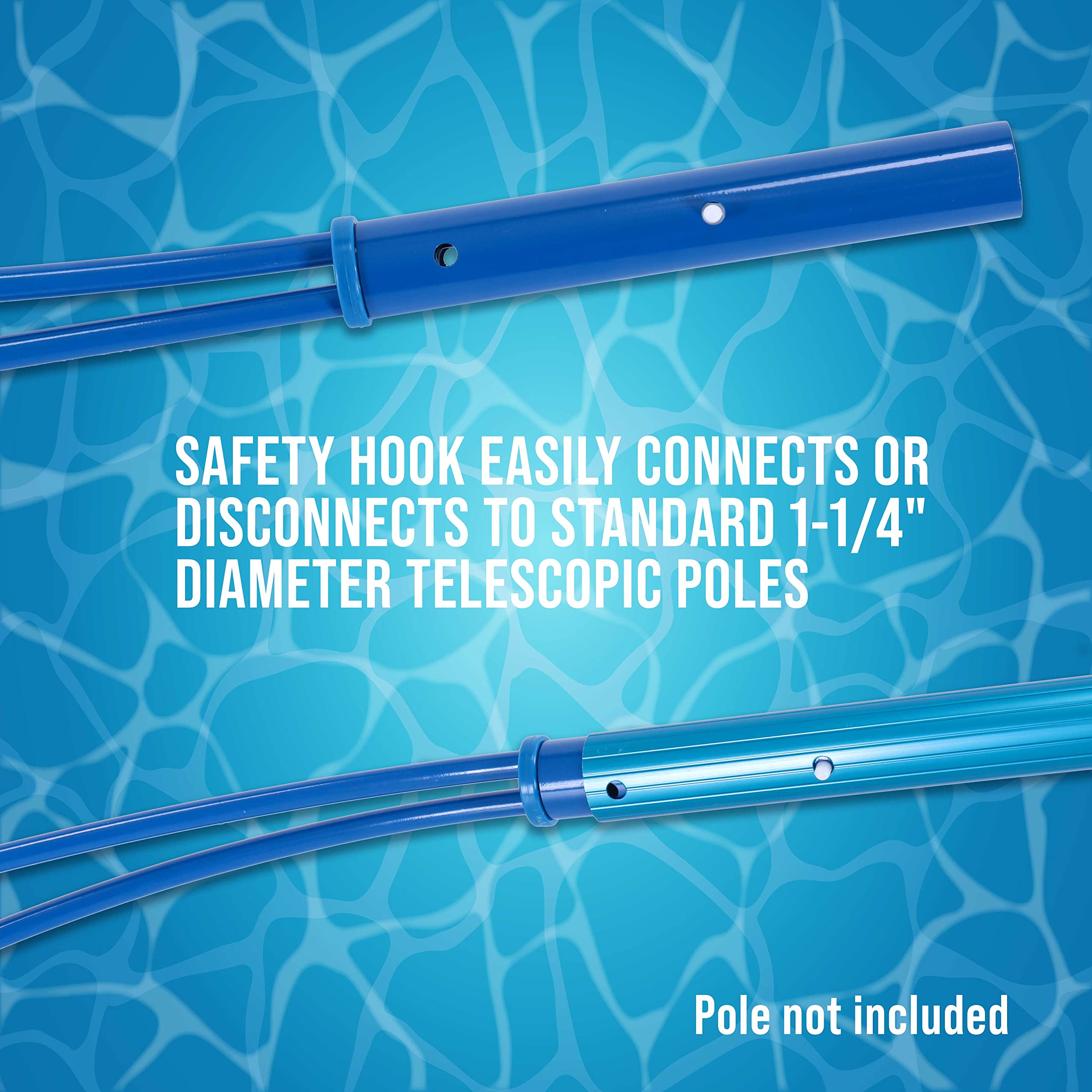 U.S. Pool Supply hook used poolside to extend reach and assist swimmer safely