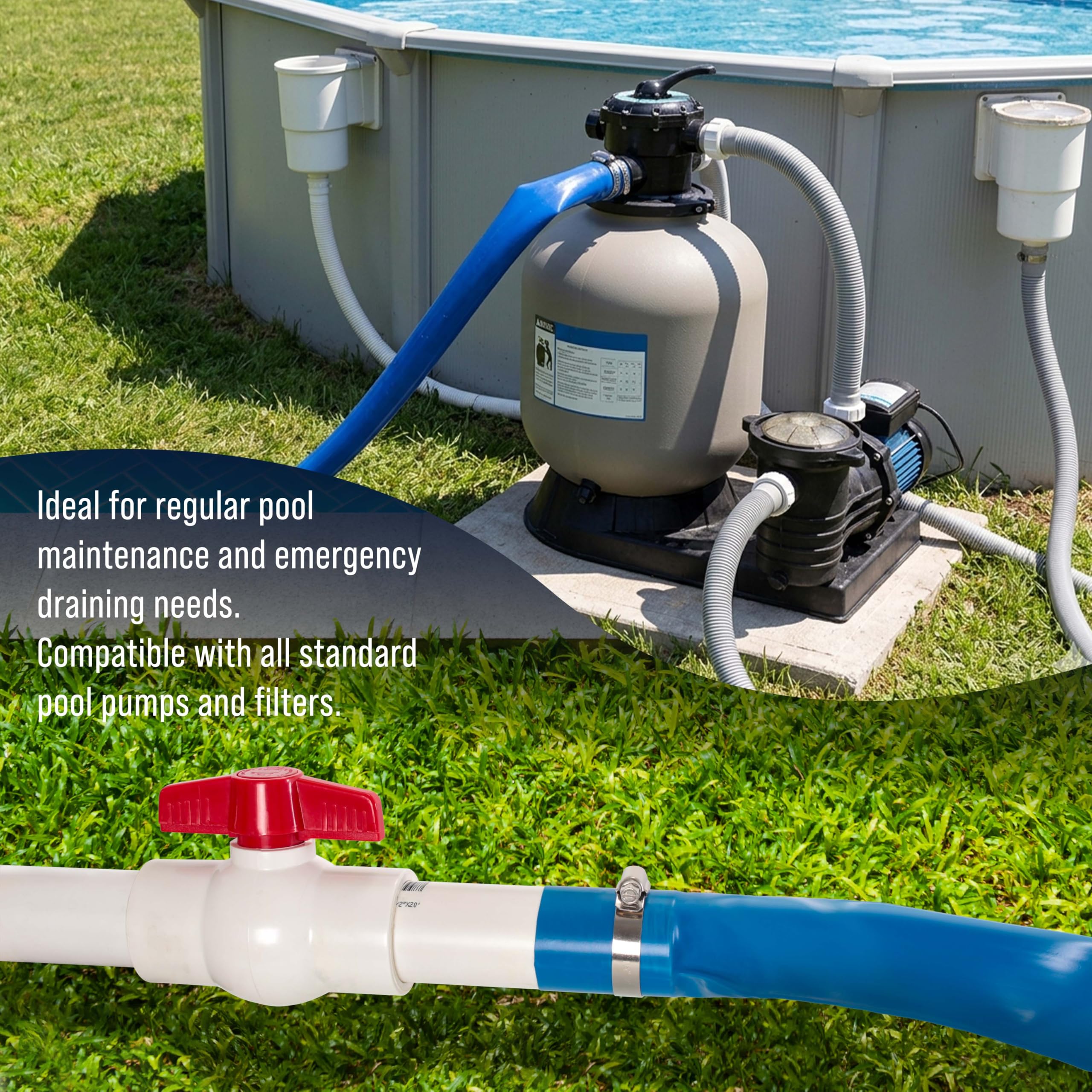 U.S. Pool Supply hose end and wall texture showing durable construction