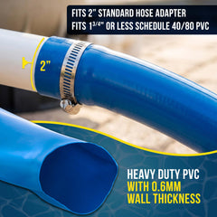U.S. Pool Supply hose discharging backwash away from pool preventing yard damage