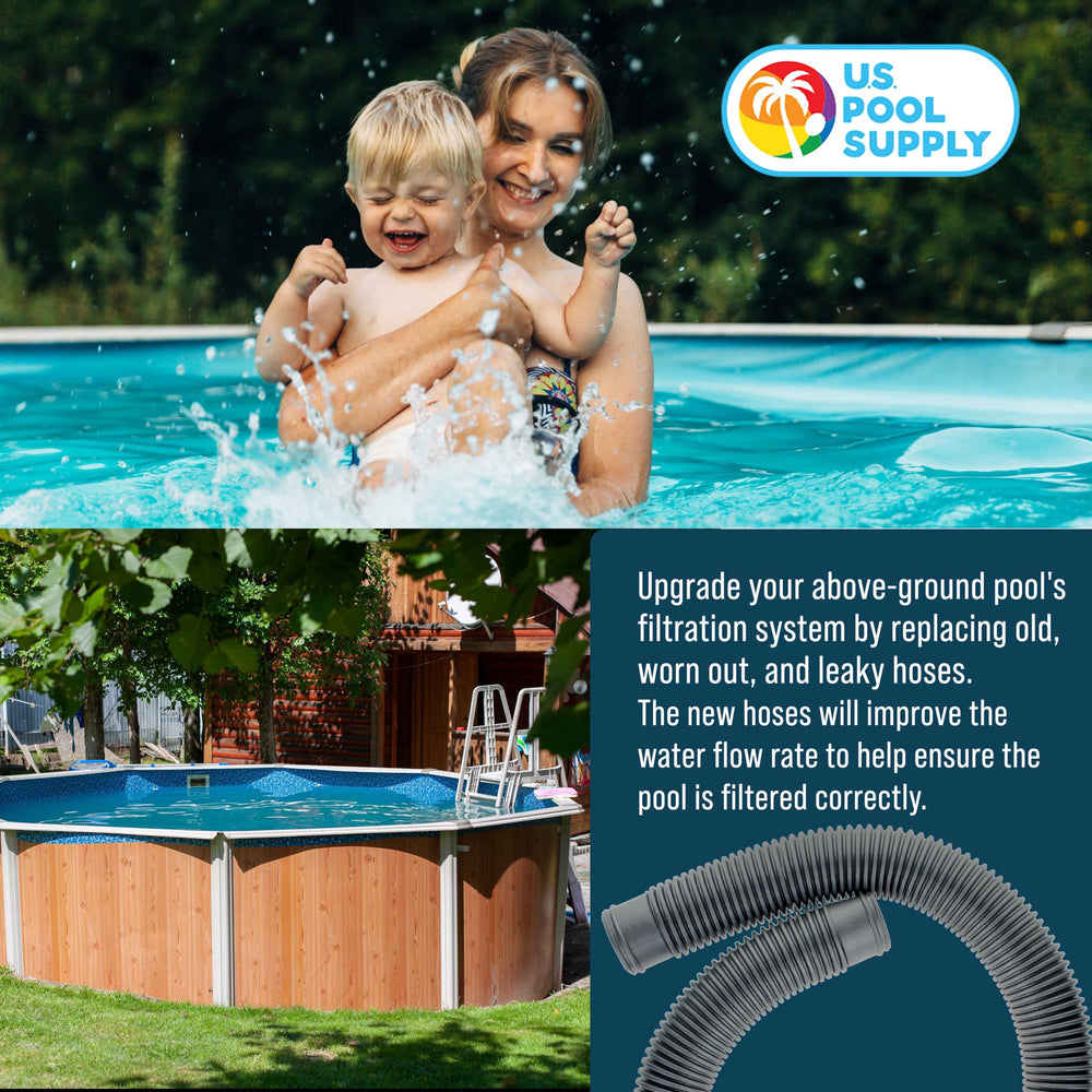 U.S. Pool Supply product label and material close-up showing corrosion-resistant specifications