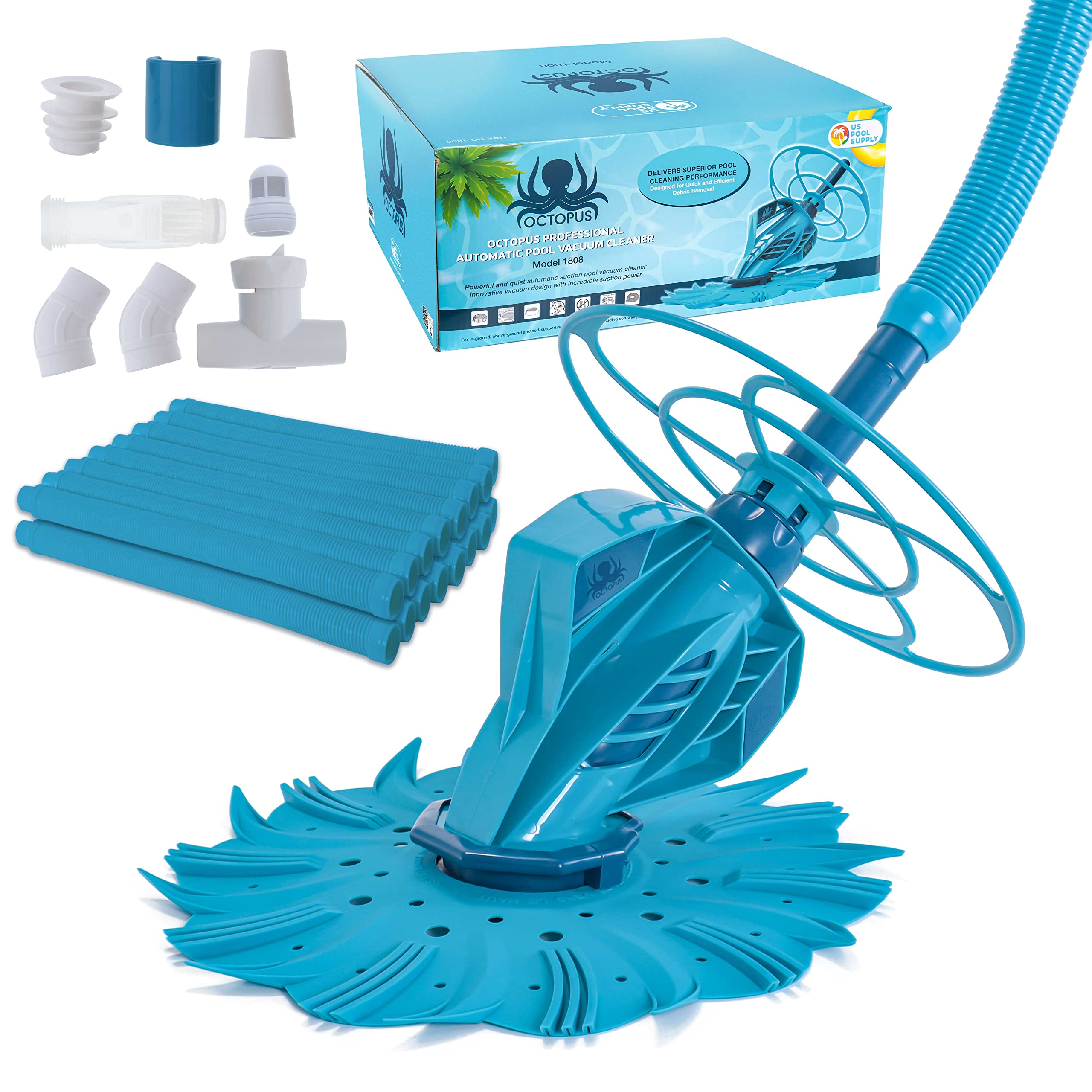 U.S. Pool Supply Octopus front view showing cleaner ready for pool use and reliable suction