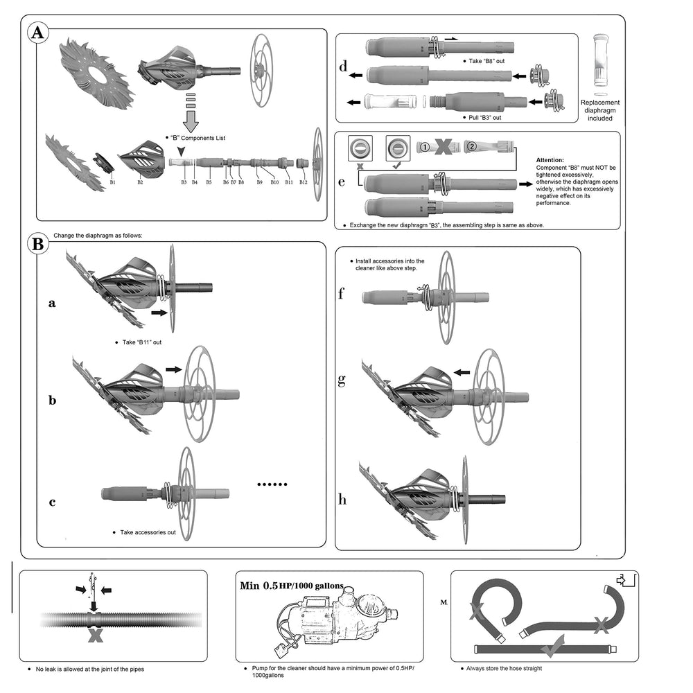 U.S. Pool Supply Octopus boxed kit with replacement diaphragm and included hose sections for upkeep