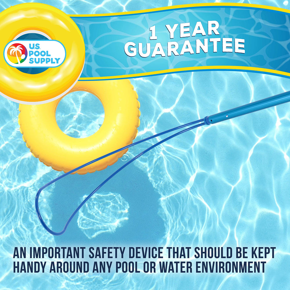 U.S. Pool Supply safety hook next to hand to show scale and easy handling