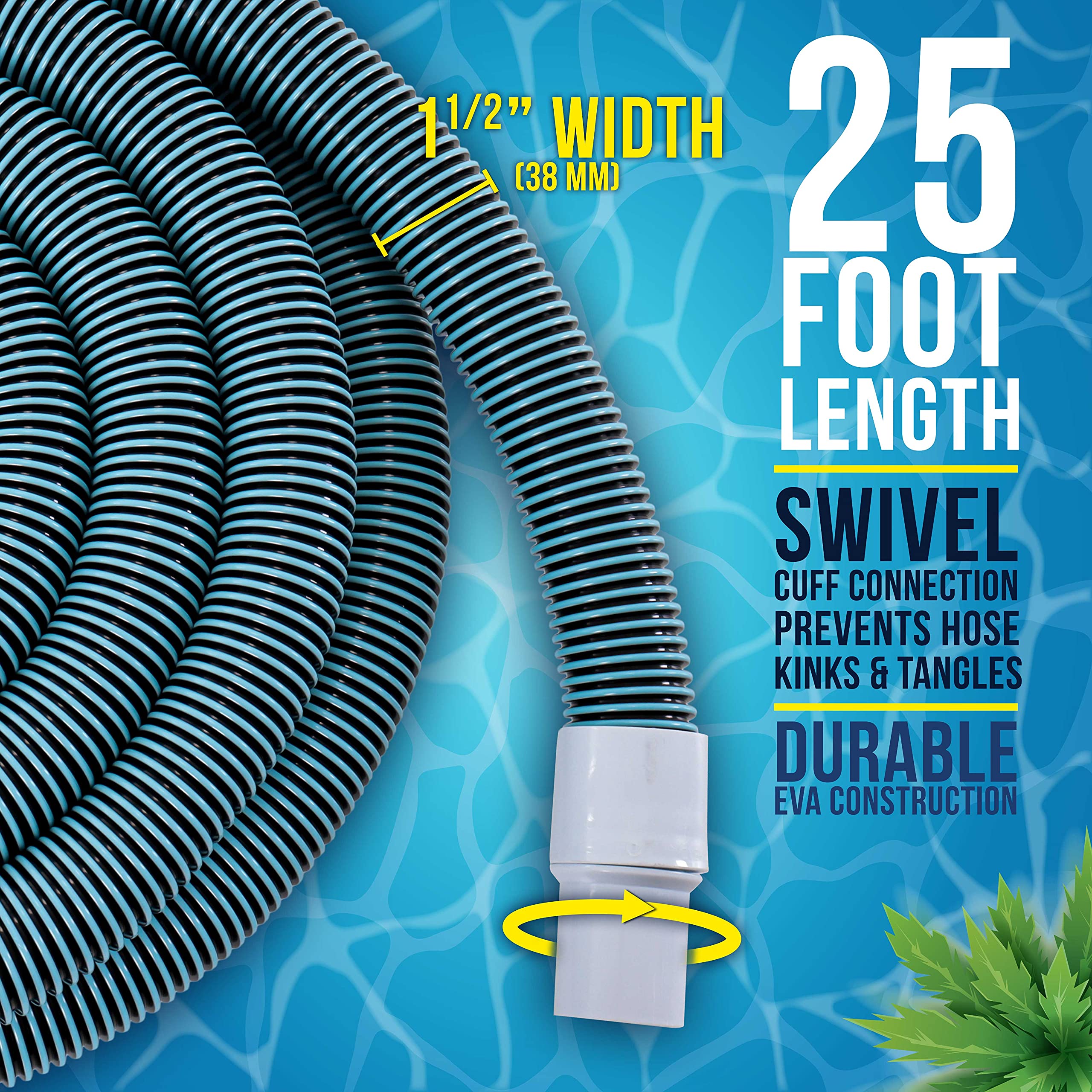 U.S. Pool Supply spiral-wound hose detail showing crush-resistant construction benefit