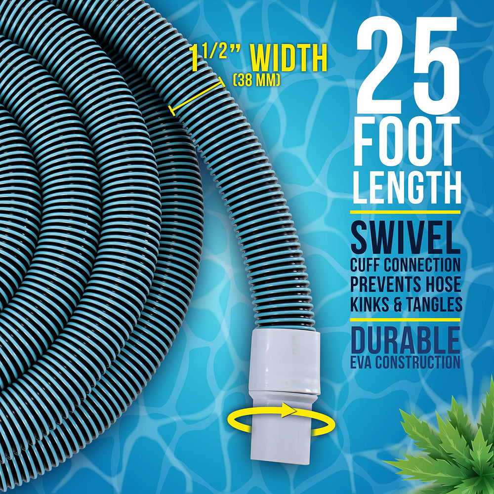 U.S. Pool Supply spiral-wound hose detail showing crush-resistant construction benefit