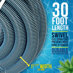 U.S. Pool Supply spiral-wound texture detail showing crush-resistant core for sustained suction