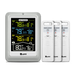 U UNNI front display showing temperature and humidity for quick readings