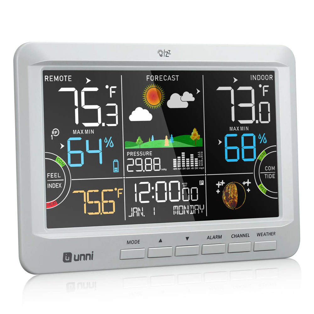 U UNNI outdoor sensor mounted on siding showing stable remote monitoring